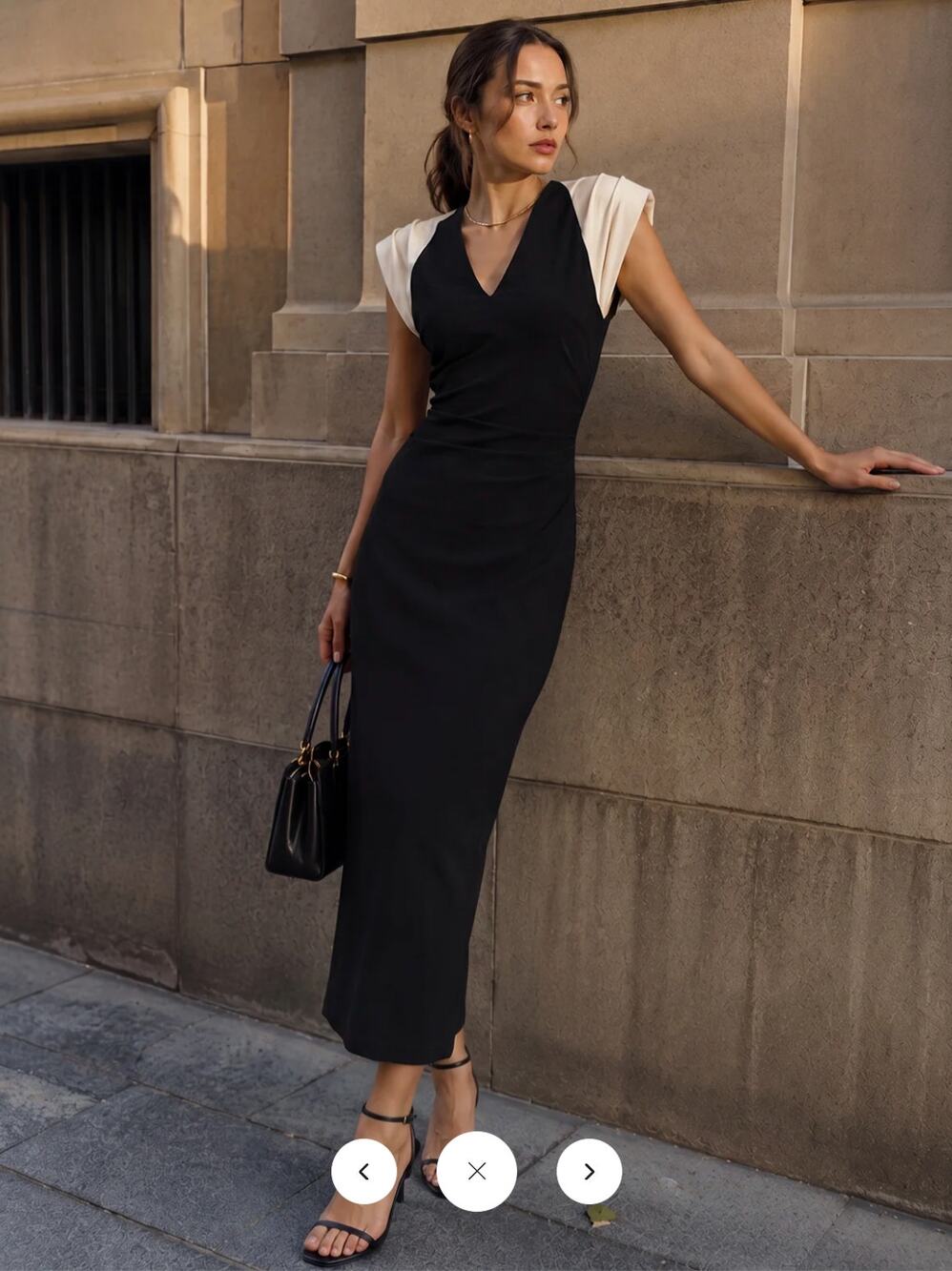NWT commense Color Block Ruched V-Neck Midi Dress Sz M